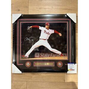 Cole Hamels signed autographed Philadelphia Phillies 2008 WS photo framed PSA